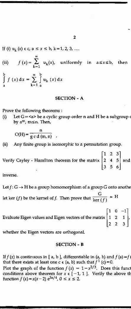 MFS Maths Optional 2012 Question Paper (Main) — page 1 instructions scan PDF download