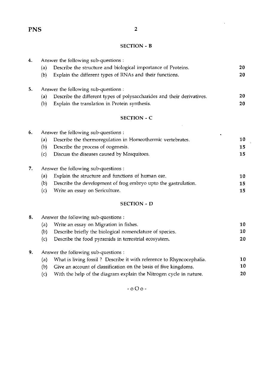 Maharashtra Forest Services Zoology 2008 Paper — page 1 instructions scan PDF download