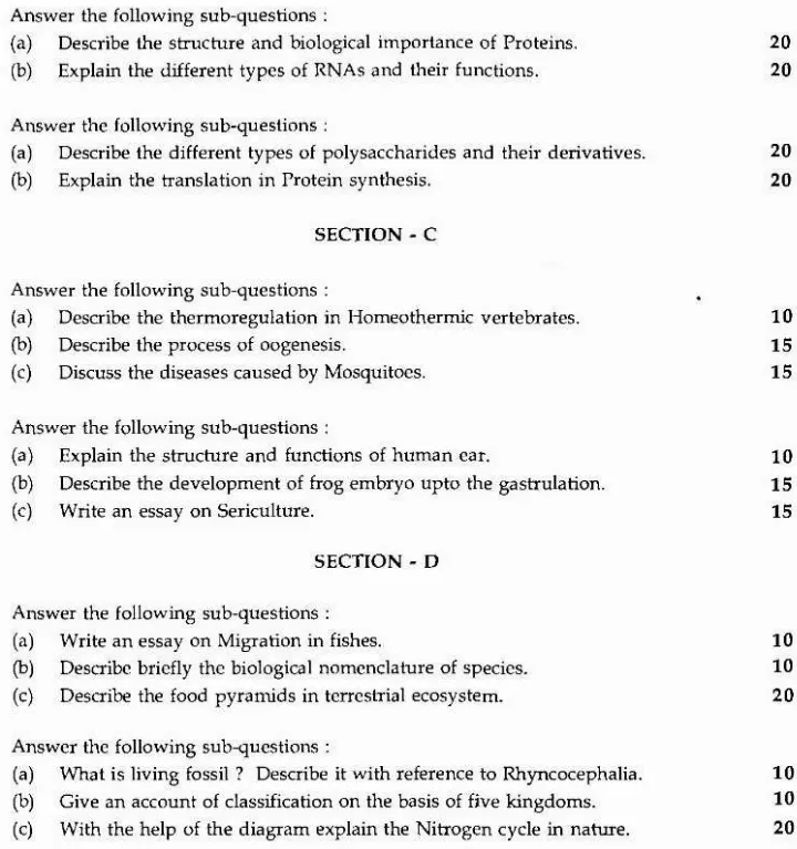 Maharashtra Forest Services Zoology 2008 Paper — page 1 instructions scan PDF download
