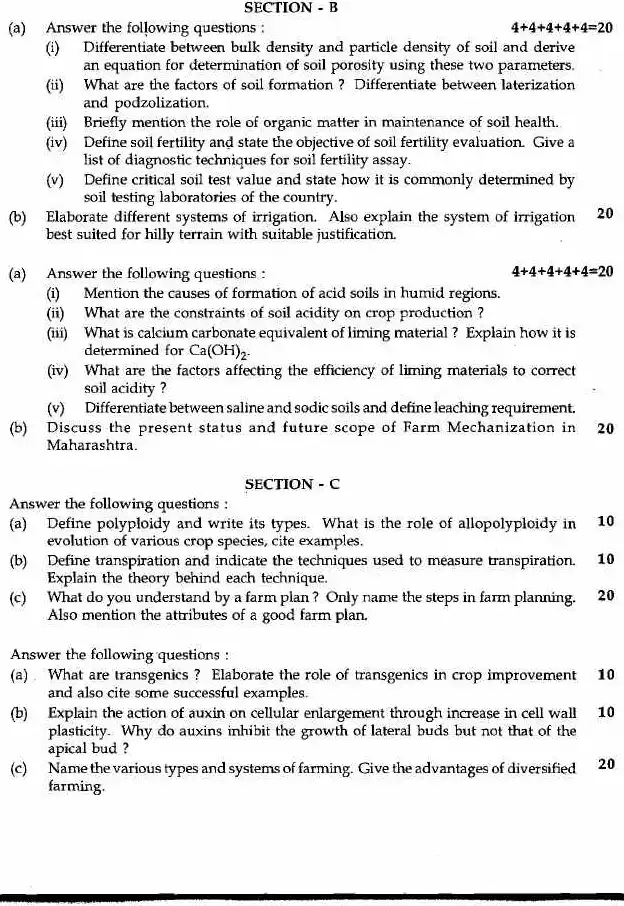 Maharashtra Forest Services 2012 Agriculture Optional Paper — page 1 instructions scan PDF download