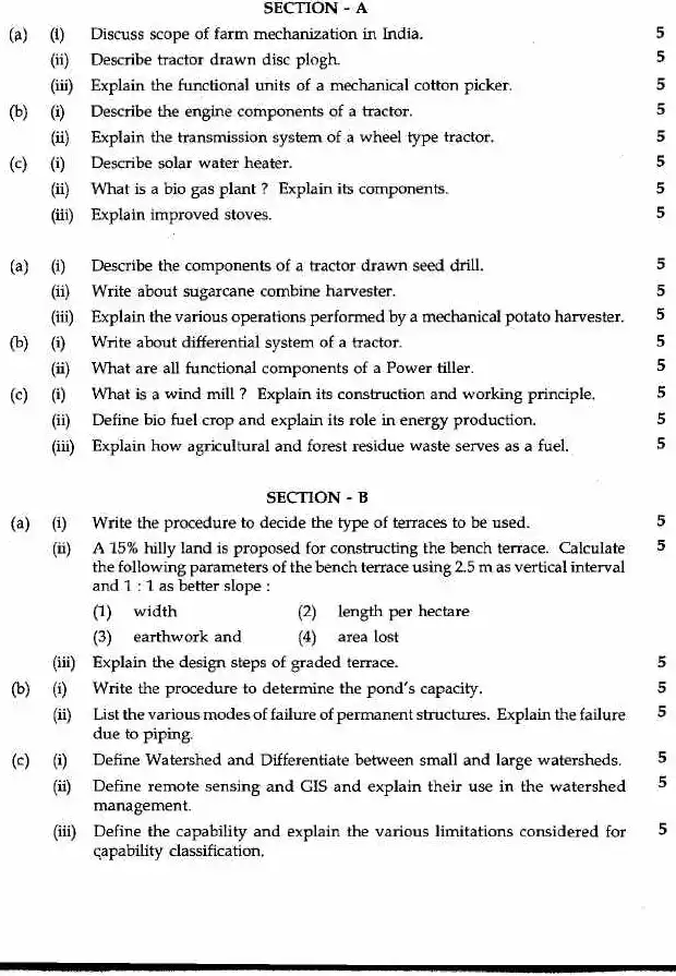 Agricultural Engineering (Optional) Maharashtra 2012 Paper 6102 — page 1 instructions scan PDF download