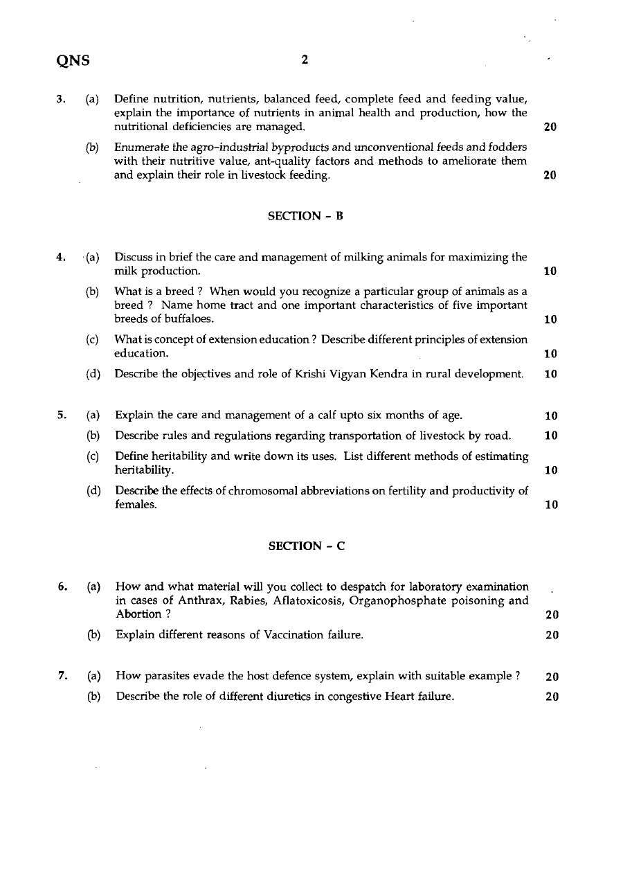 AHVS Optional 2008 Maharashtra Forest Services Exam — page 1 instructions scan PDF download