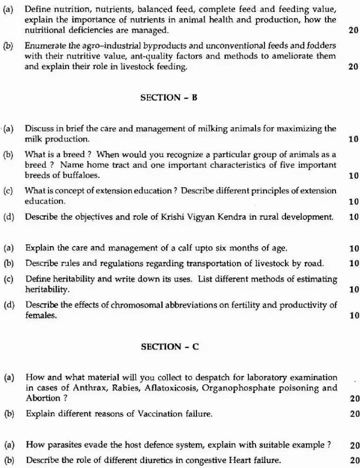 AHVS Optional 2008 Maharashtra Forest Services Exam — page 1 instructions scan PDF download