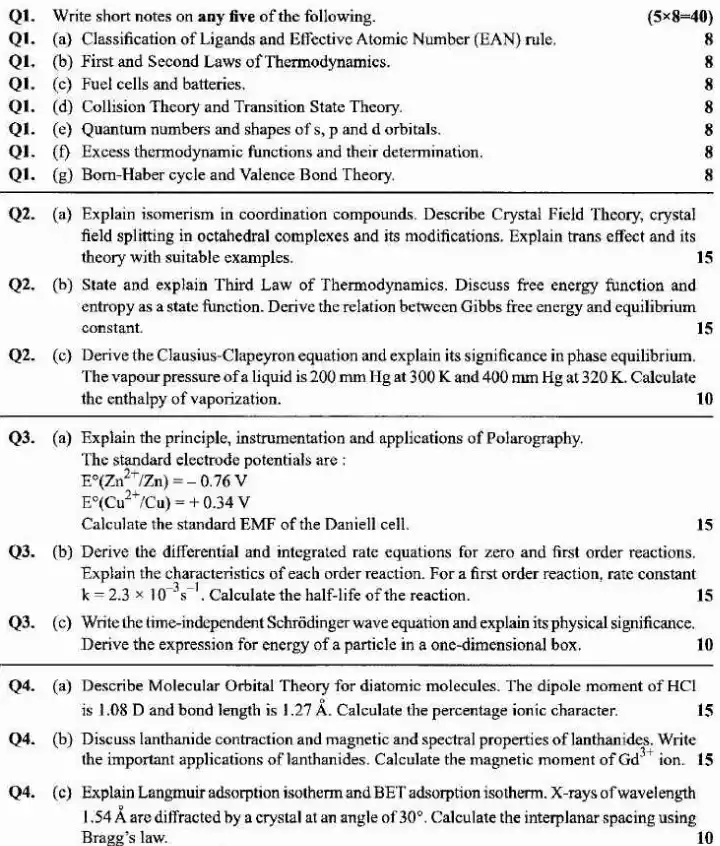 Forest Services Chemistry 2025 Paper (Section A) — page 1 instructions scan PDF download