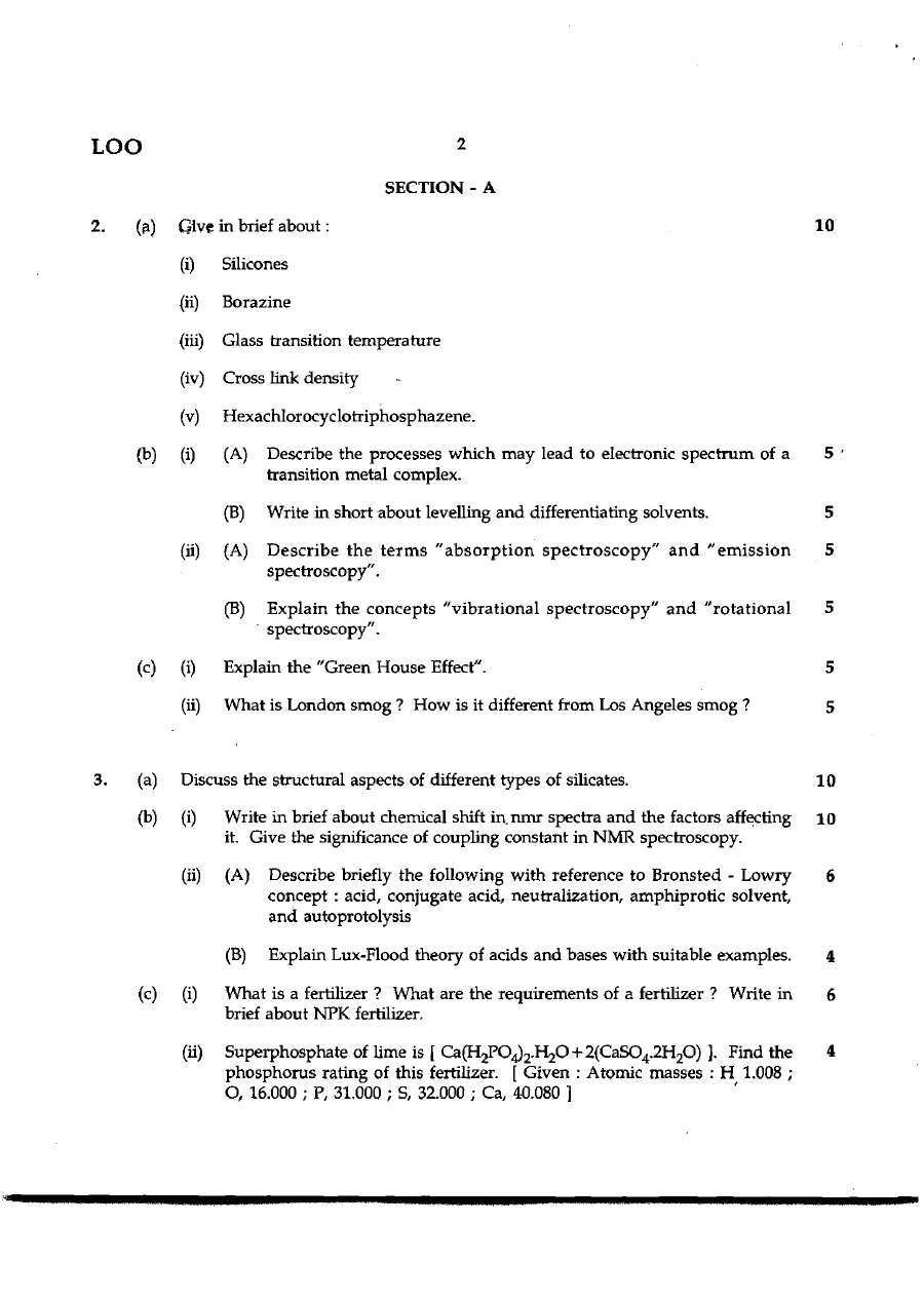 Maharashtra Forest Services Main Examination 2012 Chemistry (Optional) Maharashtra Government question paper page 1 instructions scan PDF download