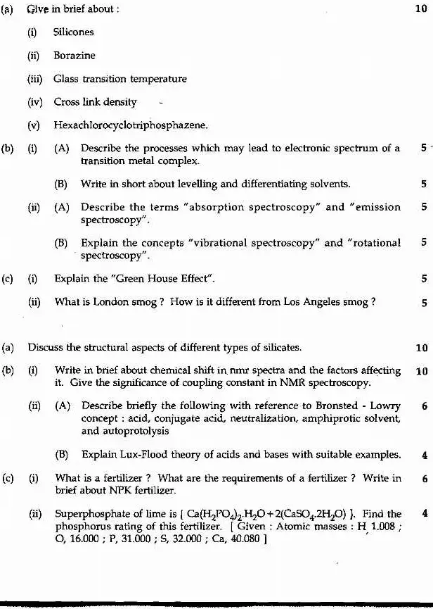 Maharashtra Forest Services Main Examination 2012 Chemistry (Optional) Maharashtra Government question paper page 1 instructions scan PDF download