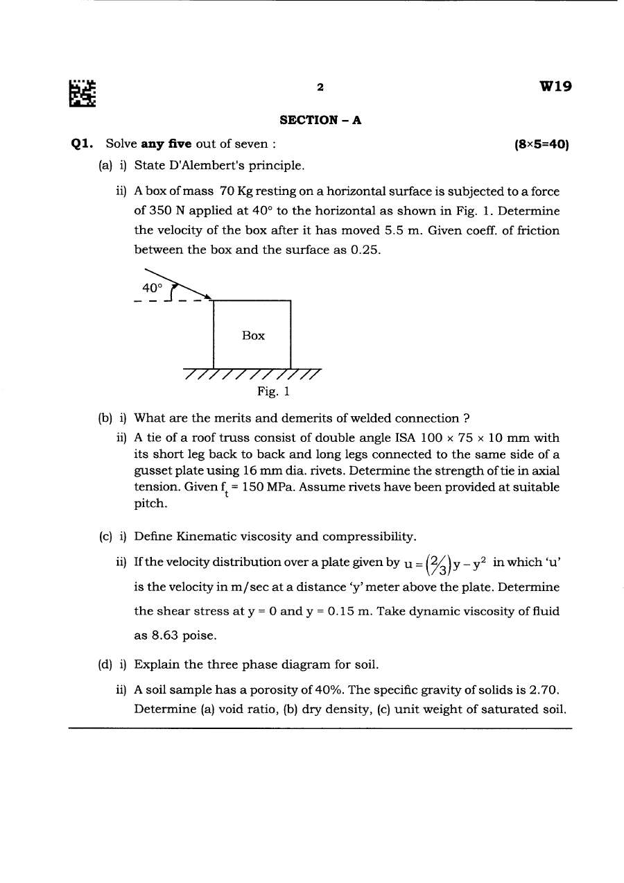 Maharashtra Forest Services Civil Engineering 2024 Question Paper — page 1 instructions scan PDF download