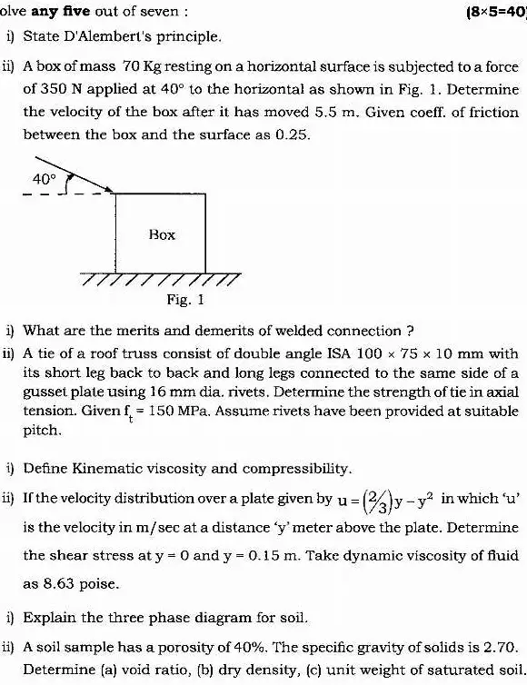 Maharashtra Forest Services Civil Engineering 2024 Question Paper — page 1 instructions scan PDF download
