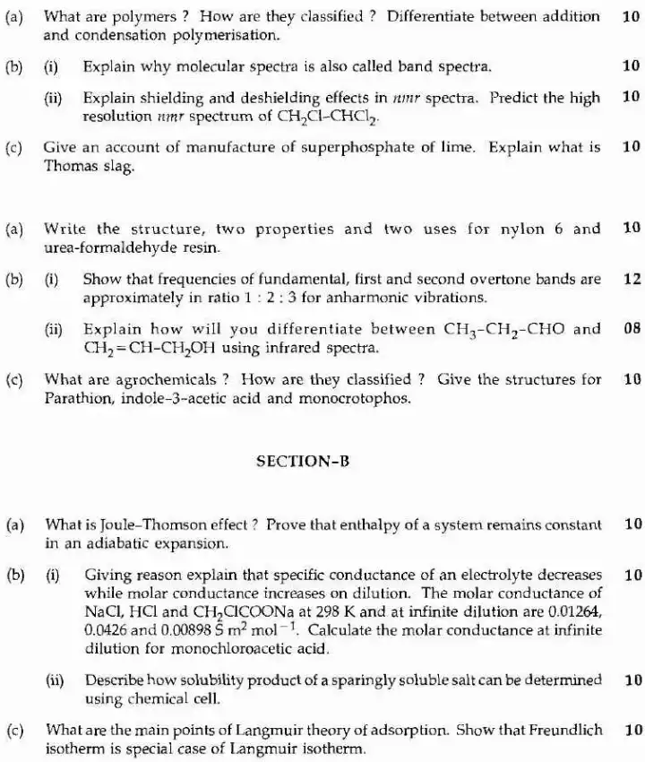MFS 2008 Chemistry Optional Question Paper — page 1 instructions scan PDF download