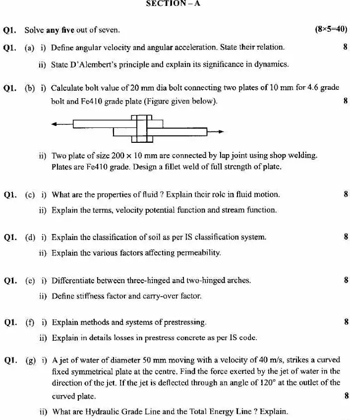 Maharashtra Forest Services 2025 Civil Engineering Exam — page 1 instructions scan PDF download