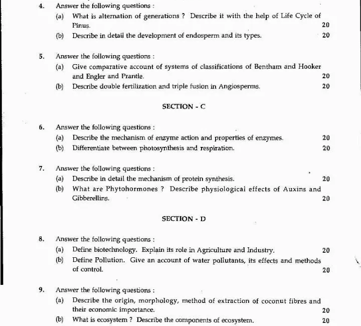 MPSC Botany Optional 2007 Question Paper | Maharashtra Forest Services Main Exam — page 1 instructions scan PDF download