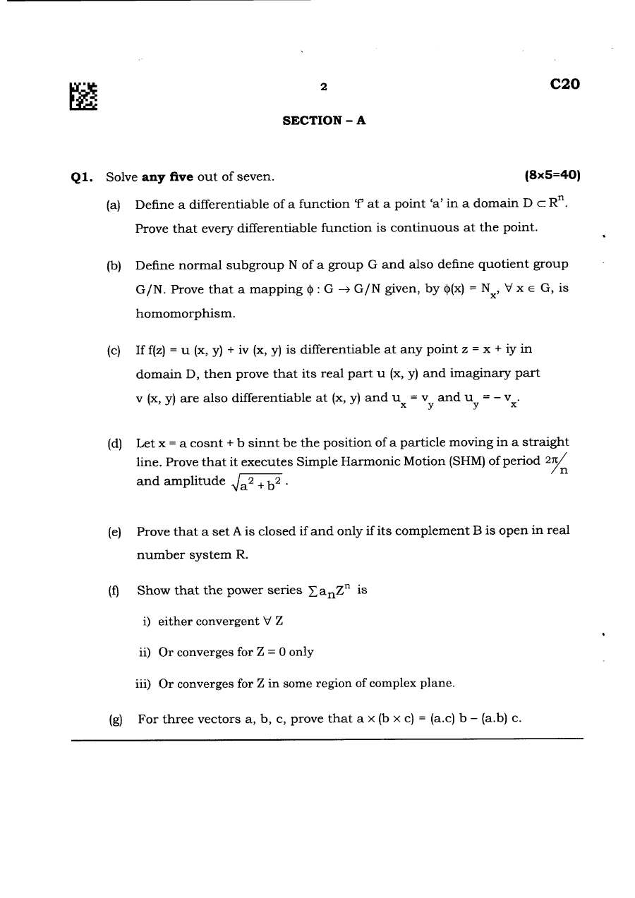 Maharashtra Forest Services Math 2024 questions — page 1 instructions scan PDF download