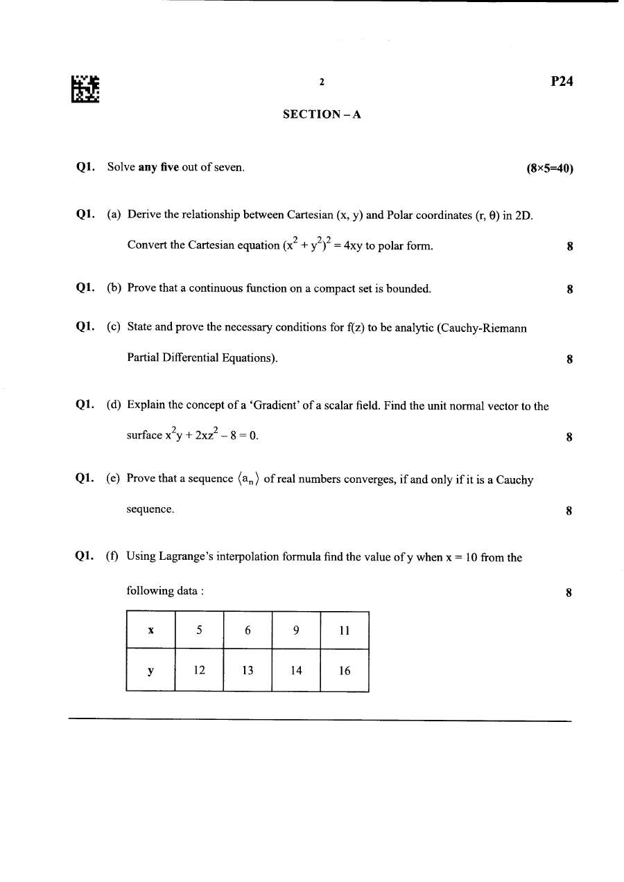 Maharashtra Forest Services Maths 2025 Paper — page 1 instructions scan PDF download