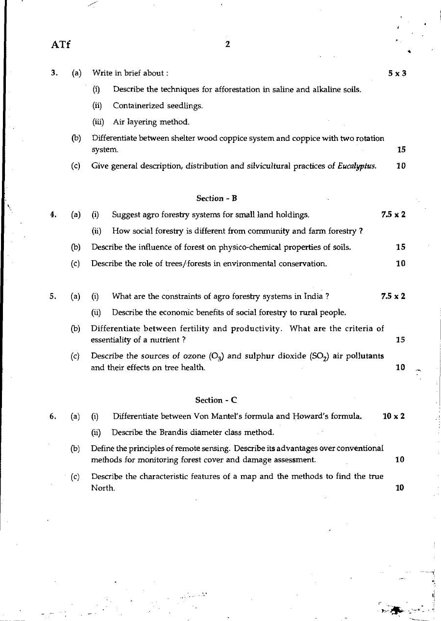Forestry 2007 Maharashtra Forest Services Main Examination Questions — page 1 instructions scan PDF download