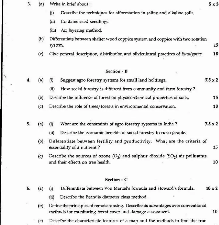 Forestry 2007 Maharashtra Forest Services Main Examination Questions — page 1 instructions scan PDF download