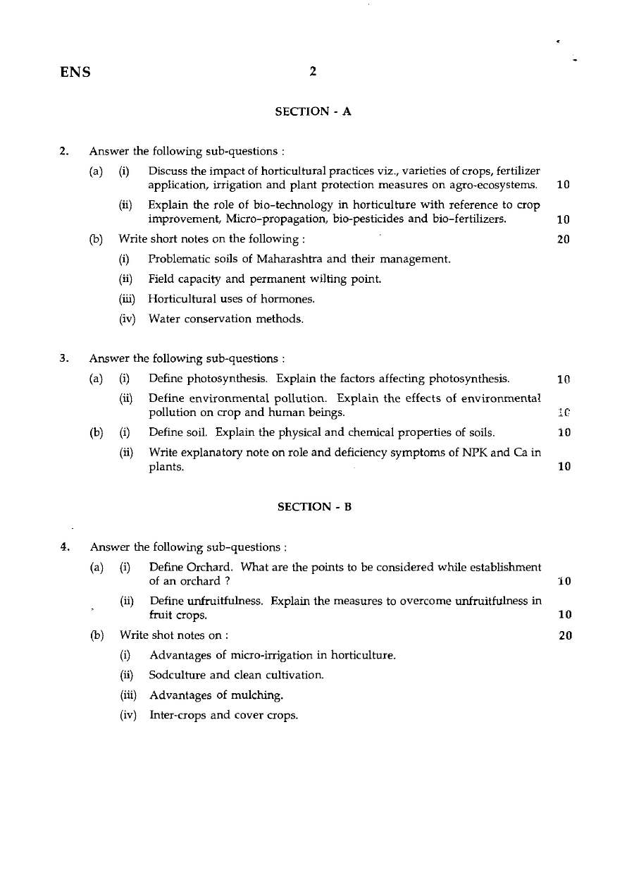 Horticulture Paper 2008 MA Government (Main) — page 1 instructions scan PDF download