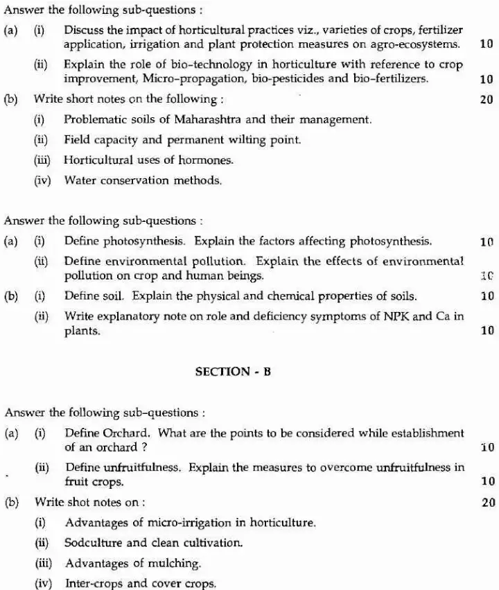 Horticulture Paper 2008 MA Government (Main) — page 1 instructions scan PDF download