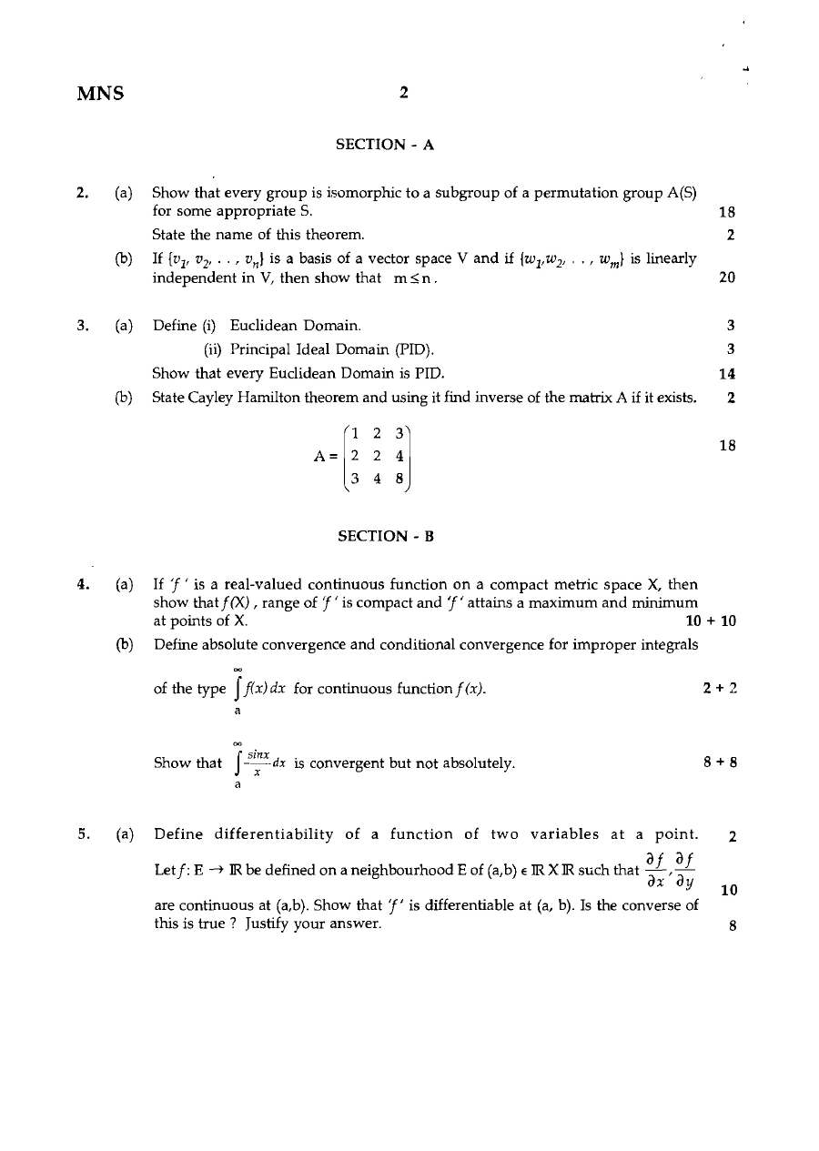 Maharashtra Math 2008 Optional Paper – Page1-2 — page 1 instructions scan PDF download
