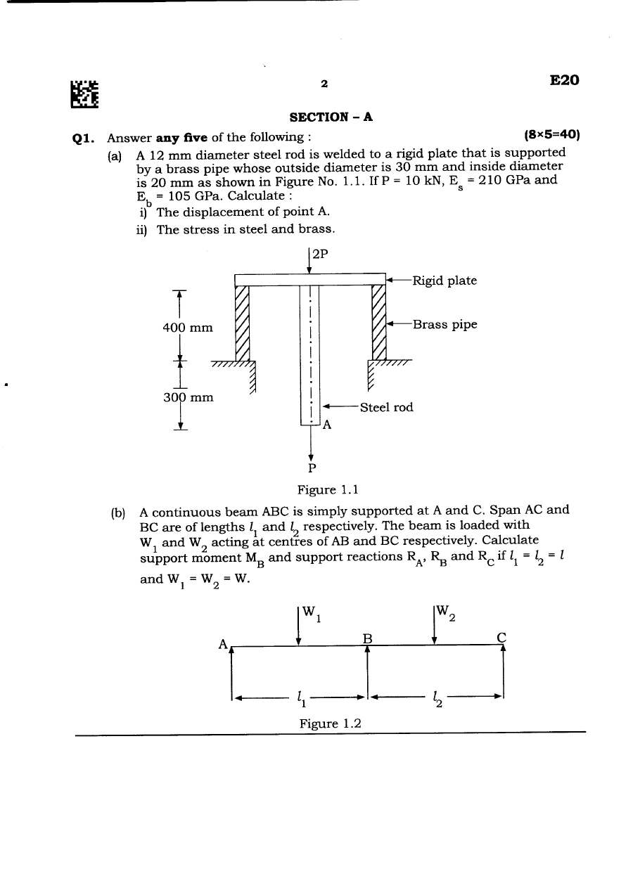 Civil Eng Paper I 2024 Maharashtra PSC Main Exam — page 1 instructions scan PDF download