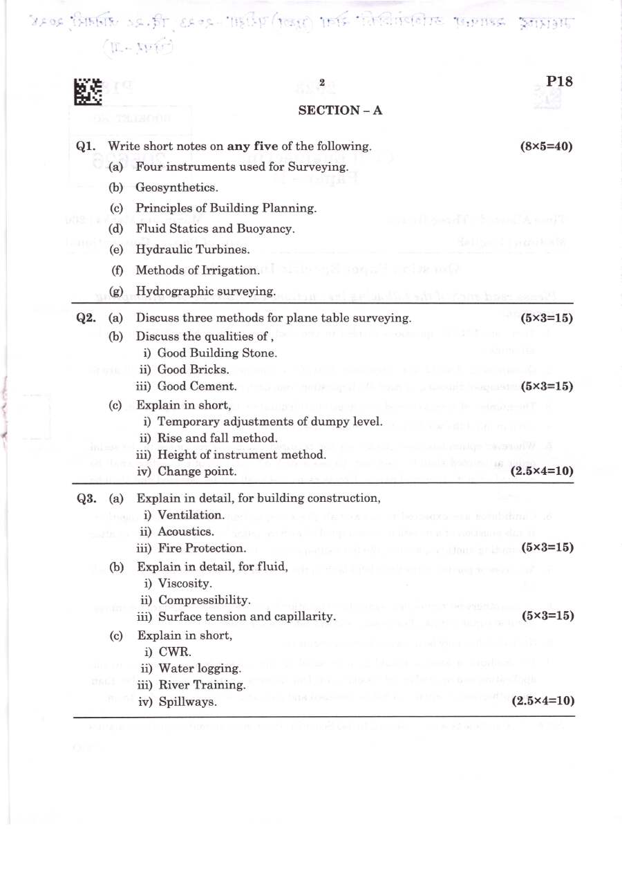 Civil Eng Paper II – Maharashtra Govt Main Exam 2023 — page 1 instructions scan PDF download