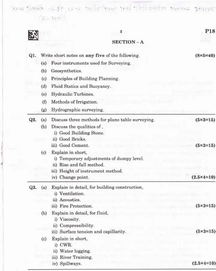 Civil Eng Paper II – Maharashtra Govt Main Exam 2023 — page 1 instructions scan PDF download