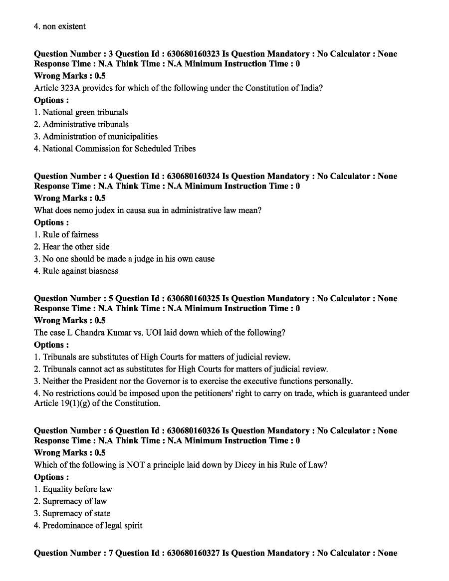 MPSC Law Officer Town Planning (A) 2023 MCQ Paper — page 1 instructions scan PDF download