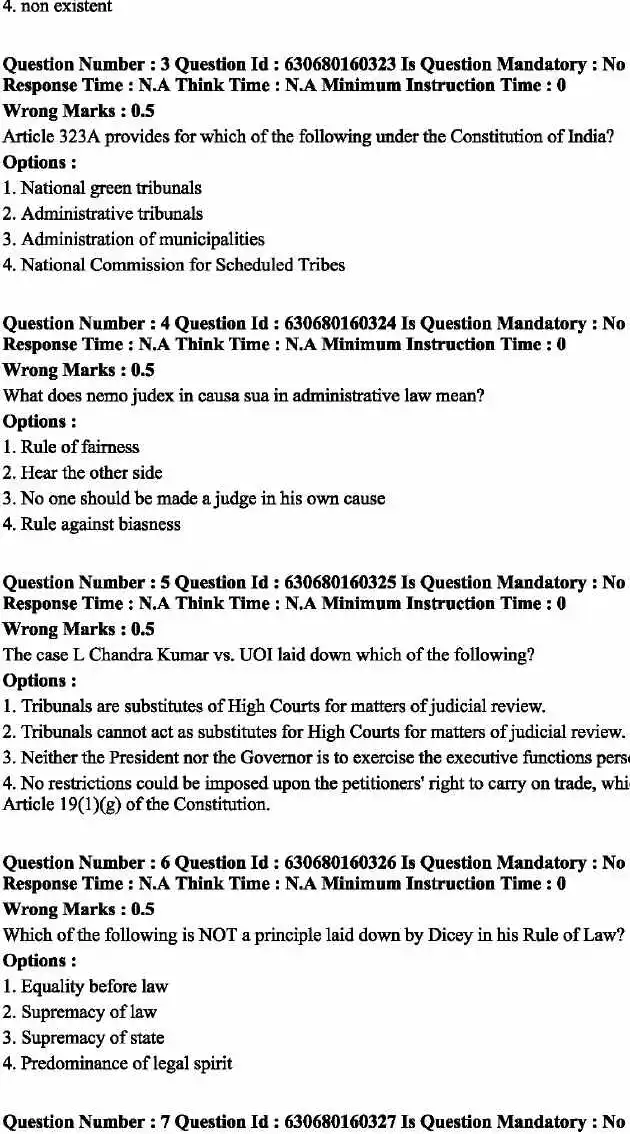 MPSC Law Officer Town Planning (A) 2023 MCQ Paper — page 1 instructions scan PDF download