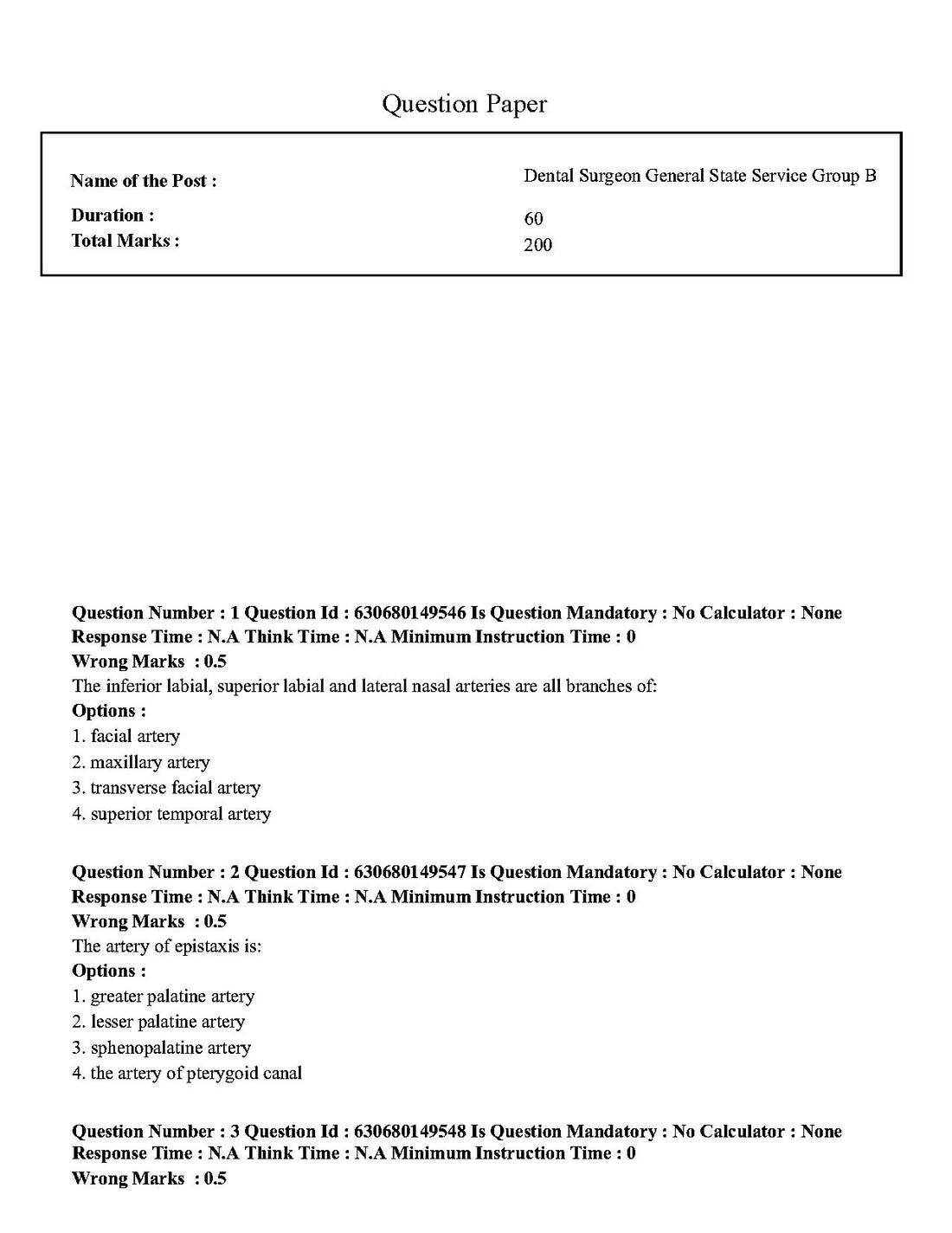 Dental Surgeon exam 2023 (MPSC) – Page 1–2 repaired OCR — page 1 instructions scan PDF download