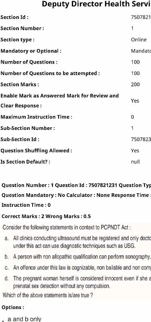 Deputy Director Health Services Group A 2023 Deputy Director Health Services Group A Maharashtra Public Service Commission question paper page 1 instructions scan PDF download