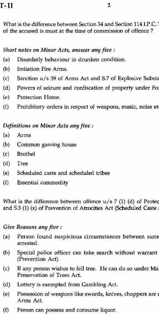 Paper-II IPC & Minor Acts (2007) - Maharashtra AP Prosecutor — page 1 instructions scan PDF download
