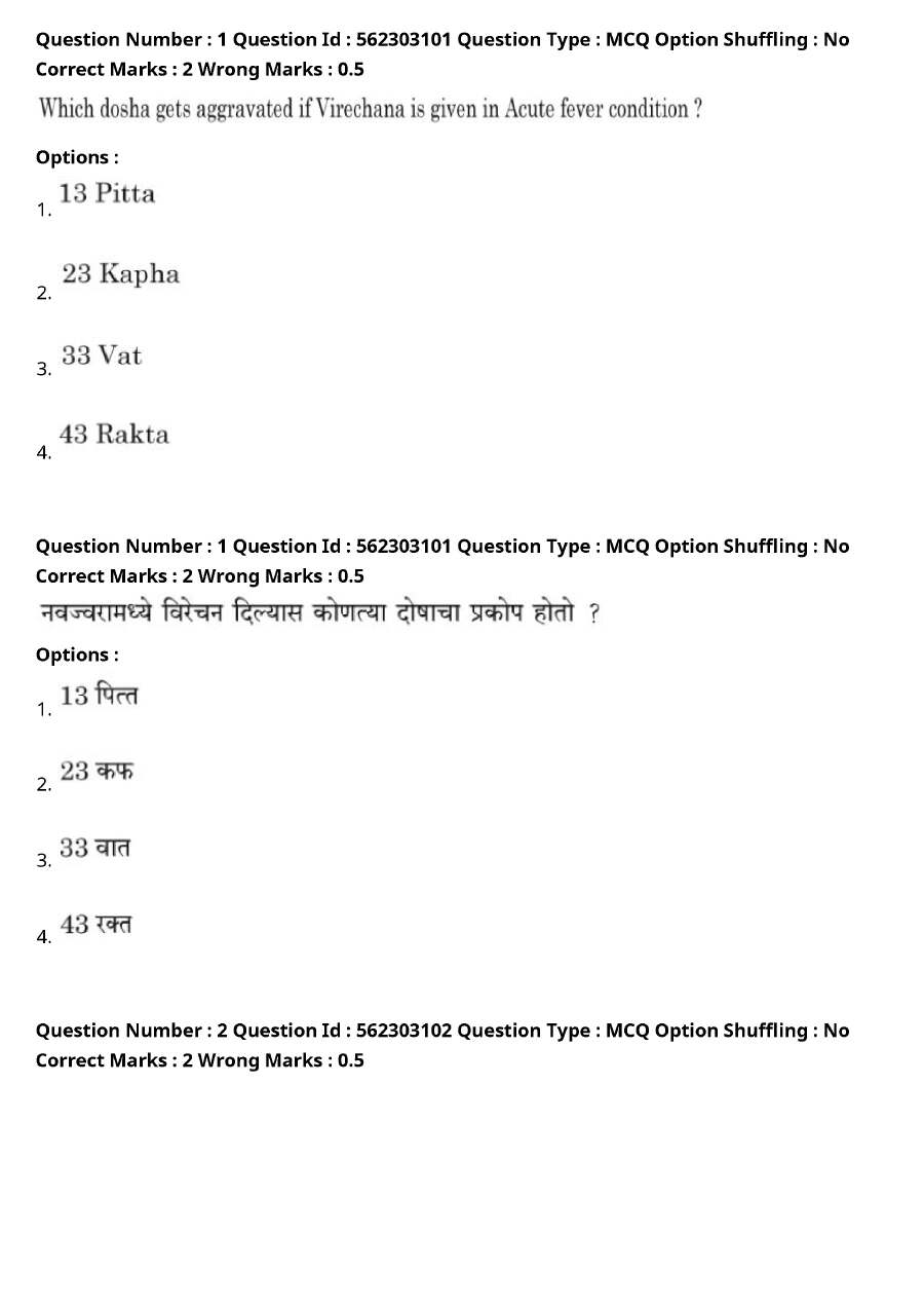 Maharashtra PSC Residential Medical Officer 2024 Question Paper — page 1 instructions scan PDF download