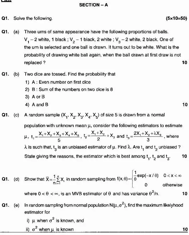 Statistics Paper I 2025 – Maharashtra MSS Main Exam (Section A) — page 1 instructions scan PDF download