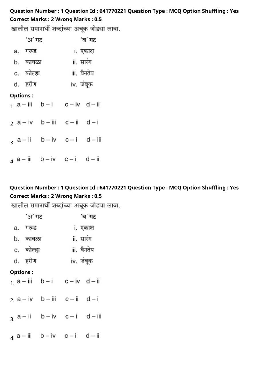 MPSC Deputy Engineer Electrical Exam 2024 — Shift 2 MCQ Paper — page 1 instructions scan PDF download