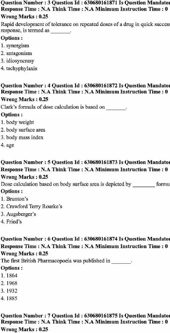 MPSC Pharmacist Group B Question Paper 2023 — page 1 instructions scan PDF download