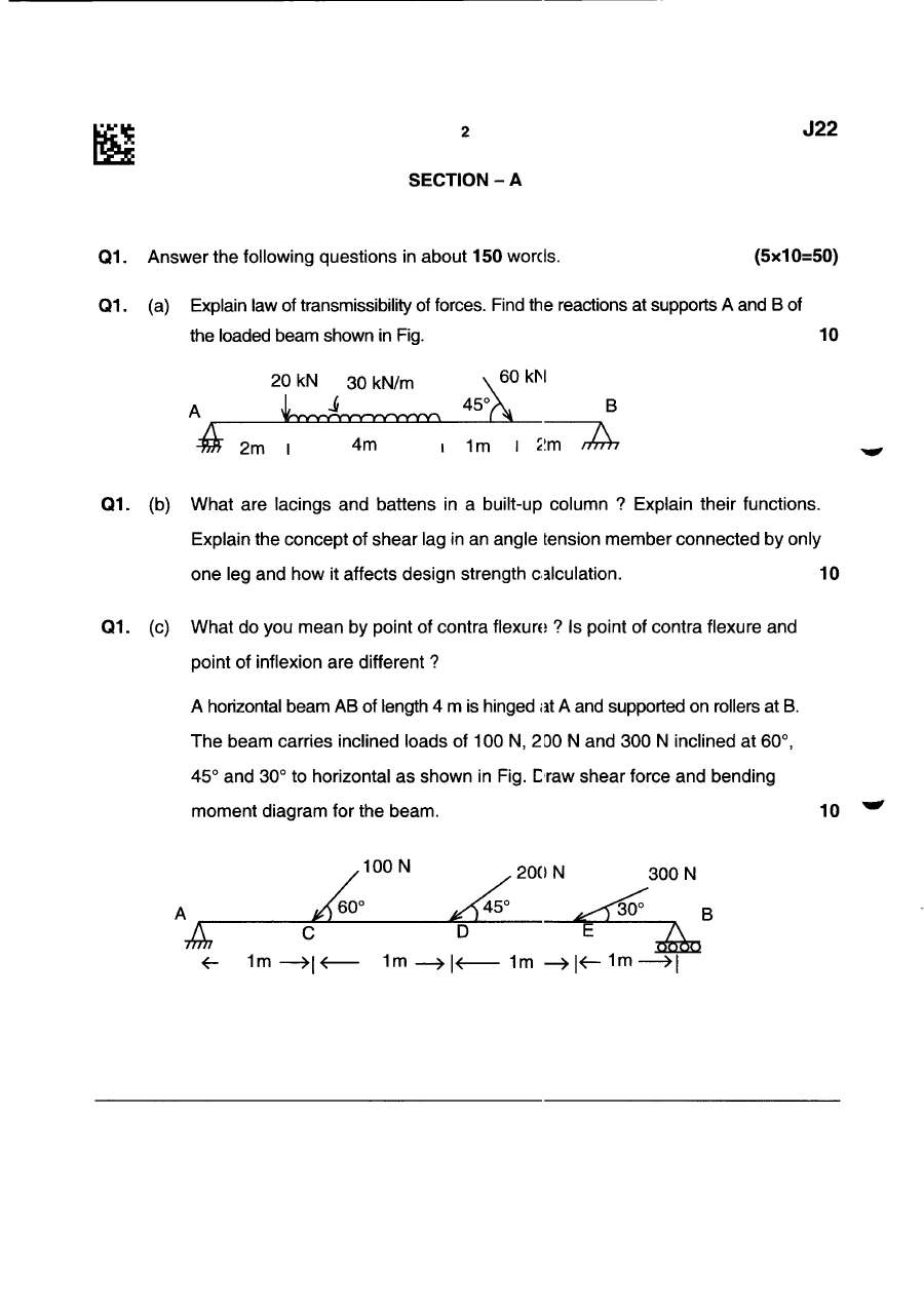 Civil Engineering Paper I - Maharashtra 2026 — page 1 instructions scan PDF download