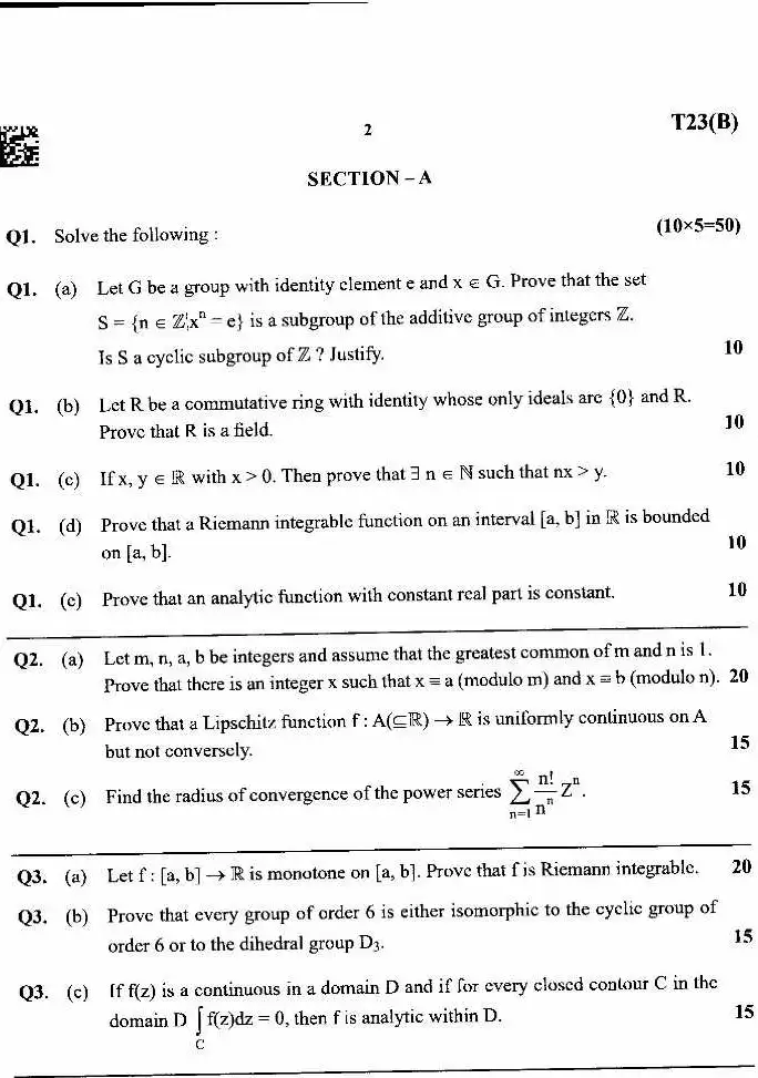 Mathematics Paper II (Mains) 2025 Maharashtra OCR Repair — page 1 instructions scan PDF download