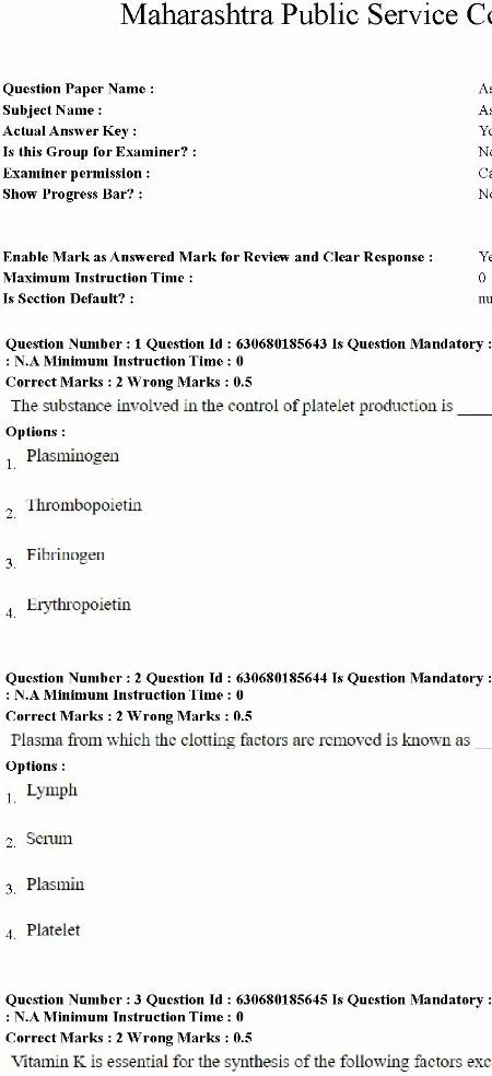MPSC 2023 Assistant Commissioner Drugs Group A Paper — page 1 instructions scan PDF download
