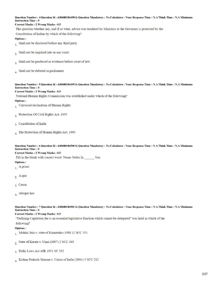 MPSC Assistant Legal Group B Non Gazetted 2023 Question Paper — page 1 instructions scan PDF download