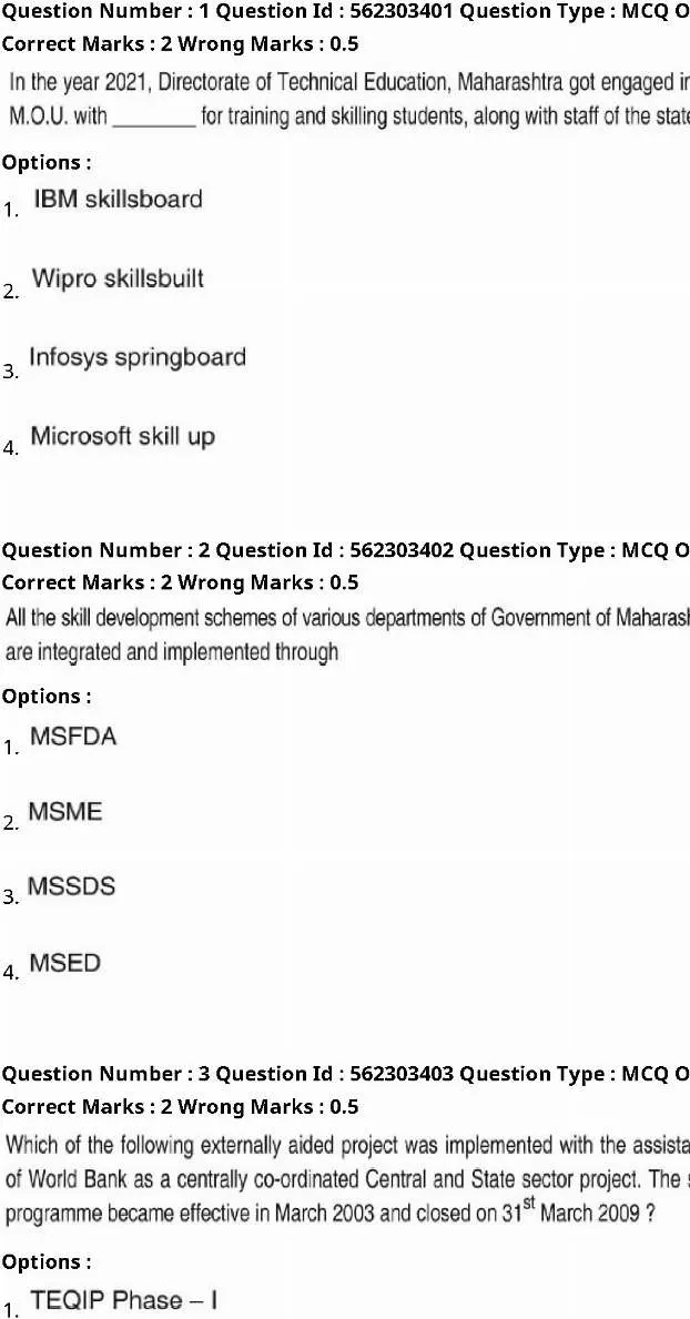 Question Paper 2025 April 2025 Shift 3 Maharashtra Public Service Commission question paper page 1 instructions scan PDF download