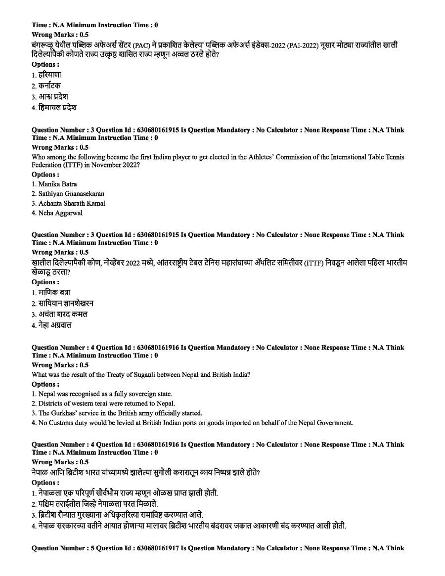Maharashtra Public Service Commission Statistical Officer, General State Service, Group B, Public Health Department-Screening Test 2023 Question Paper PDF Download — page 1 instructions scan PDF download
