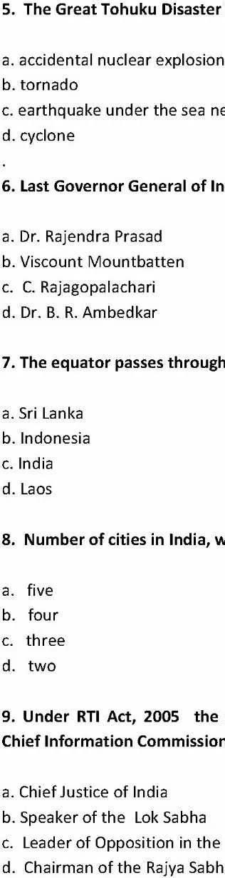 General Awareness Exam 2017 - Assistant Director, Town Planning — page 1 instructions scan PDF download