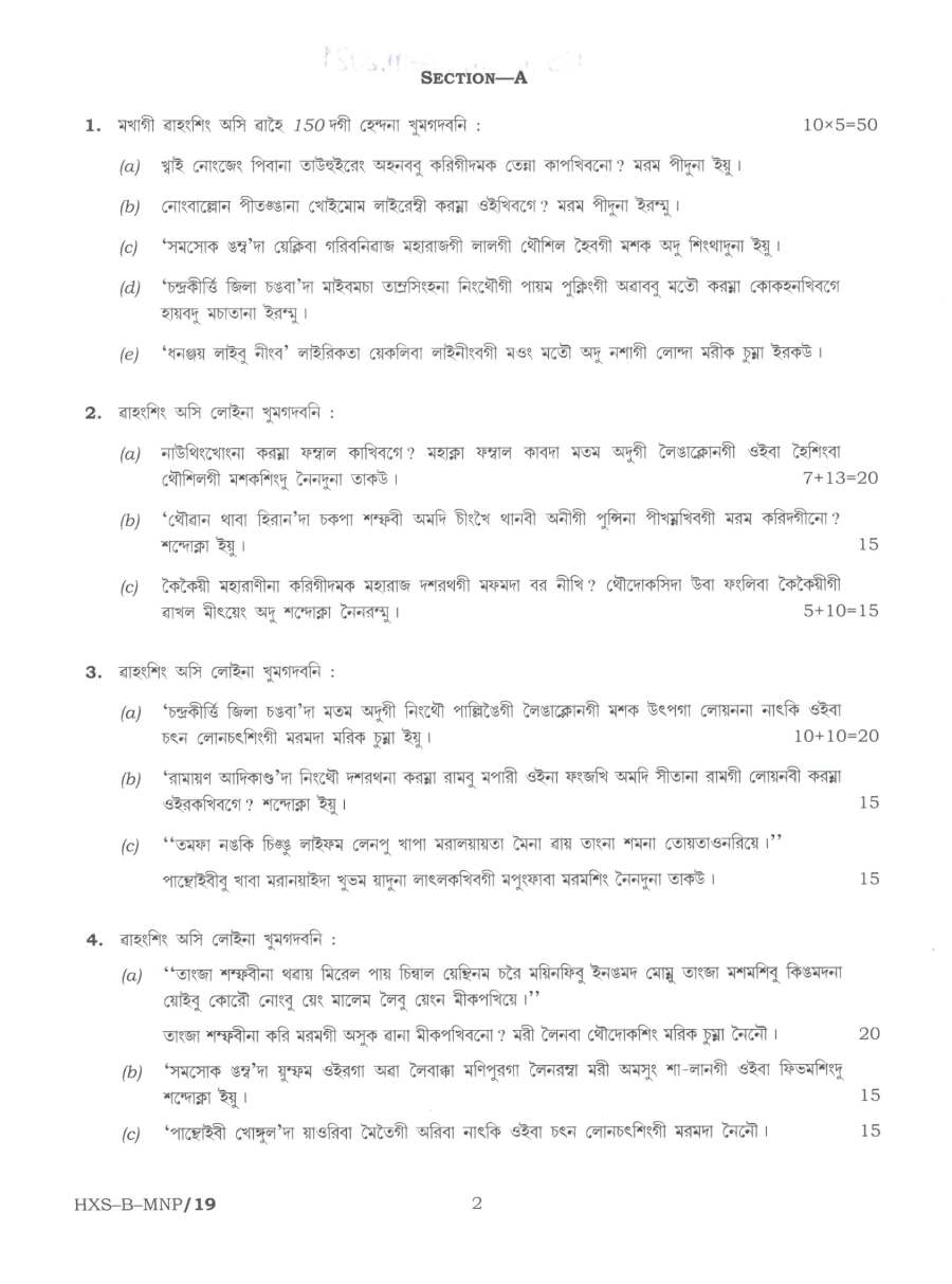 Manipuri Paper-II (Literature) CS Main 2021 – OCR Repair & Questions — page 1 instructions scan PDF download