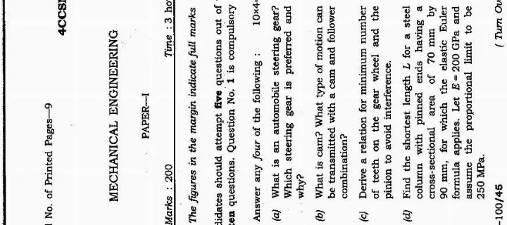 Mechanical Engineering Paper-I 4th Combined Civil Services Exam 2012 — page 1 instructions scan PDF download