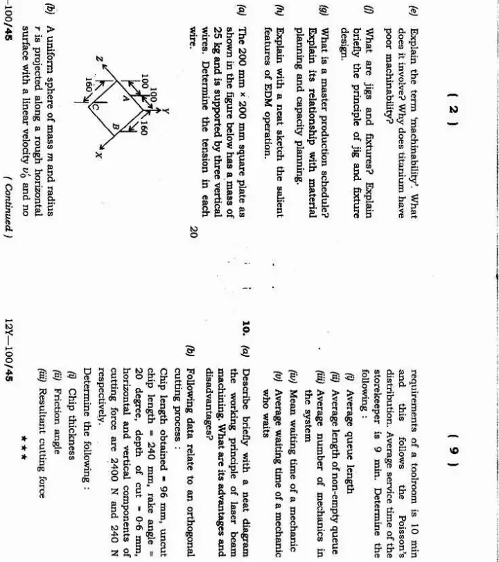 Mechanical Engineering Paper-I 4th Combined Civil Services Exam 2012 — page 1 instructions scan PDF download