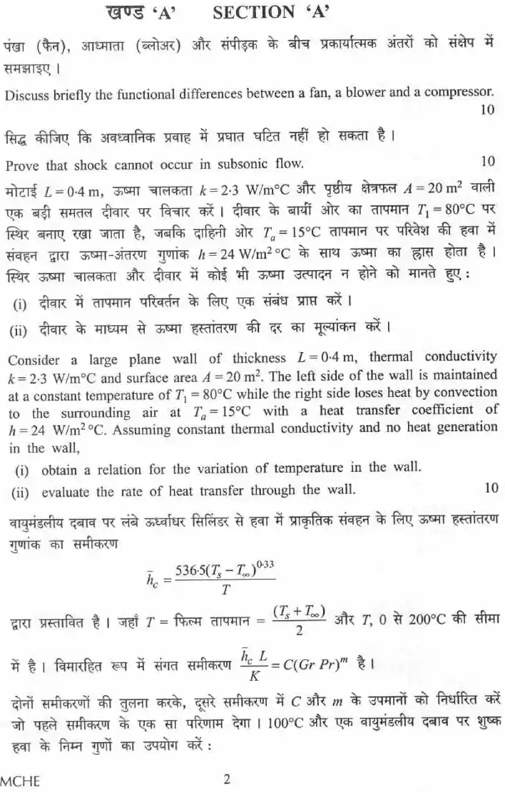 Mechanical Engg Paper II UPSC 2021 Section A Descriptive — page 1 instructions scan PDF download