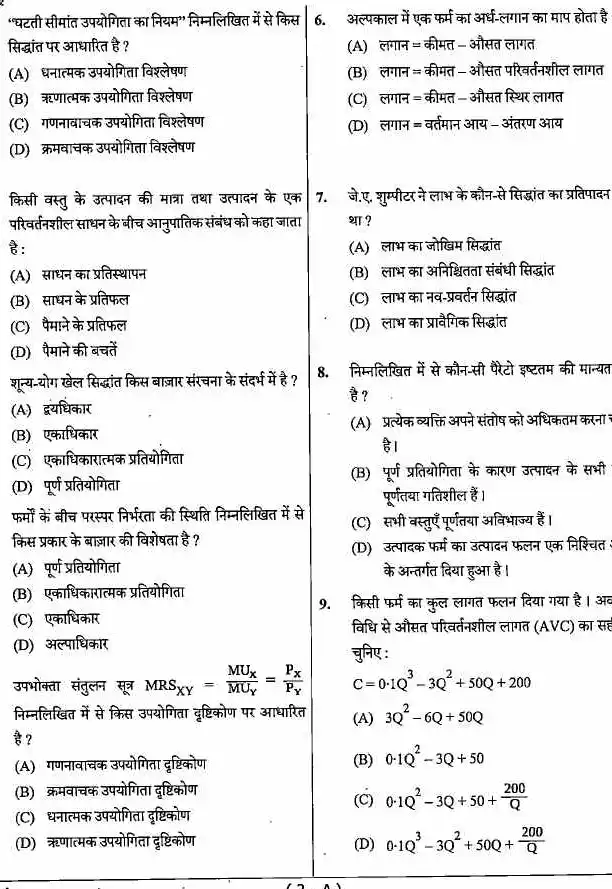 MPPSC Assistant Professor Economics question paper 2024 page 1 instructions scan PDF download