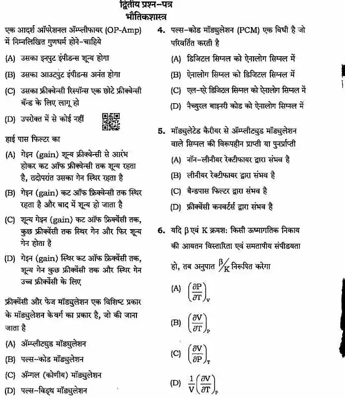 MPPSC Assistant Professor Physics Paper II 2022 question paper page 1 instructions scan PDF download