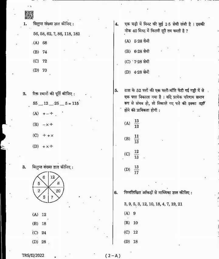 MPPSC Paper II 2022 question paper page 1 instructions scan PDF download for Madhya Pradesh State Service Examination