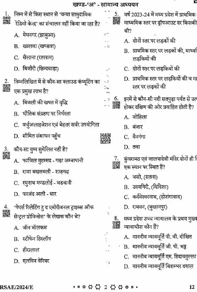 MPPSC State Engineering Service Exam 2024 Electrical Engineering question paper page 1 instructions scan PDF download