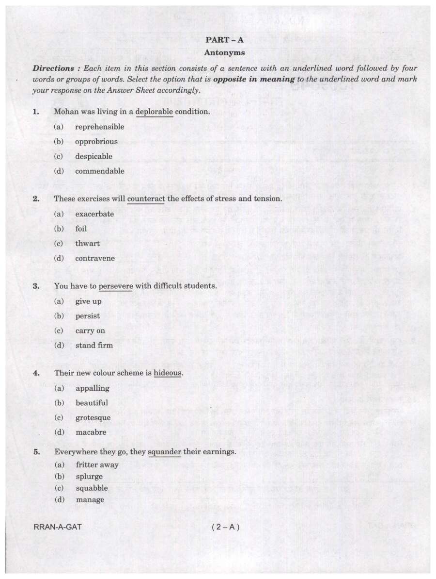 NDA I 2024 General Ability Test question paper page 1 instructions scan PDF download UPSC exam paper